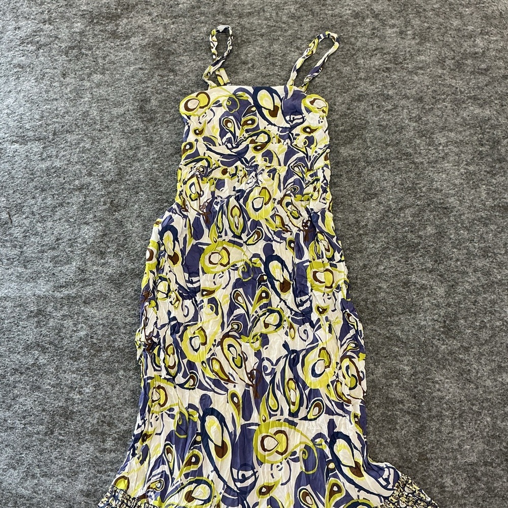 CIA. Maritima Blue Green White MCM Empire Waist Maxi Dress A7